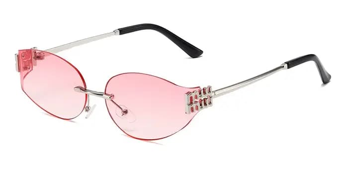 Lunettes de soleil ovales sans monture pour femmes, UV400, verres dégradés noirs surdimensionnés, mo