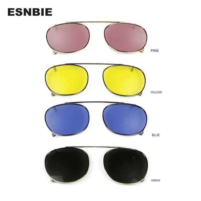 Depp Style rond Clip sur lunettes de soleil lentille bleu rose jaune vert lunettes de soleil polaris