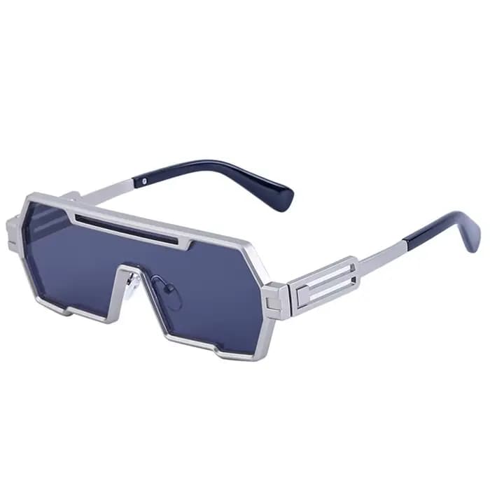Lunettes de soleil en métal pour hommes, steampunk, grand cadre, protection UV400, carré irrégulier,
