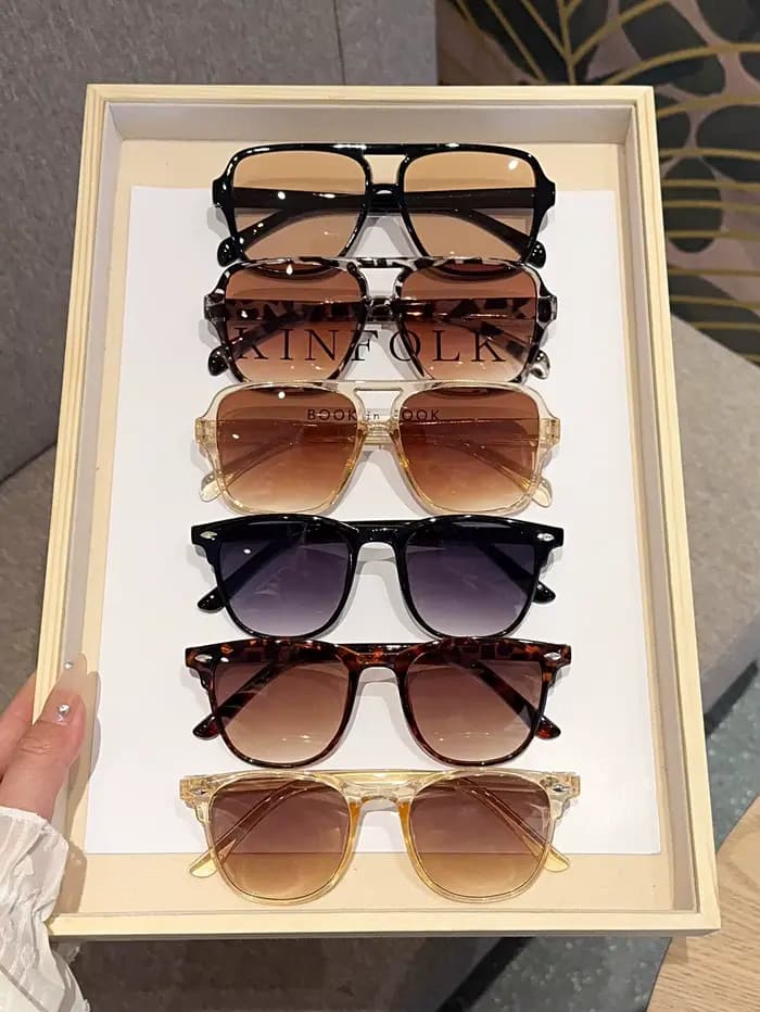 Ensemble de lunettes à monture carrée à la mode, 6 pièces, adapté à toute forme du visage, à la mode