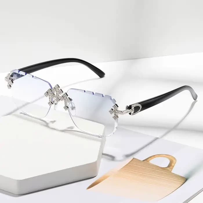 Nouvelles lunettes de mode sans monture pour hommes et femmes, verres haute définition avec incrusta