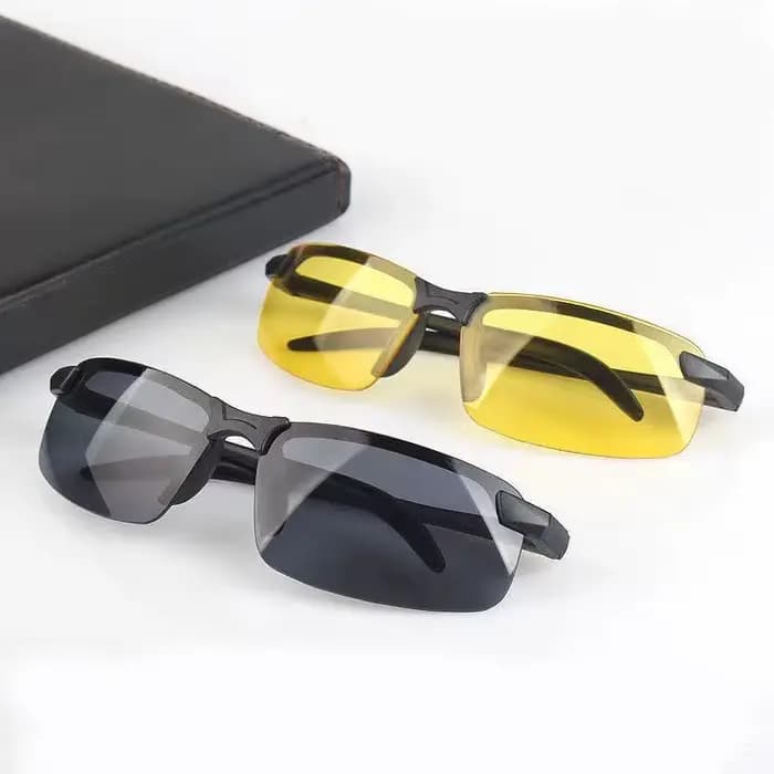 Lunettes de Vision nocturne hommes Anti-éblouissement conduite demi-monture lunettes de soleil pour