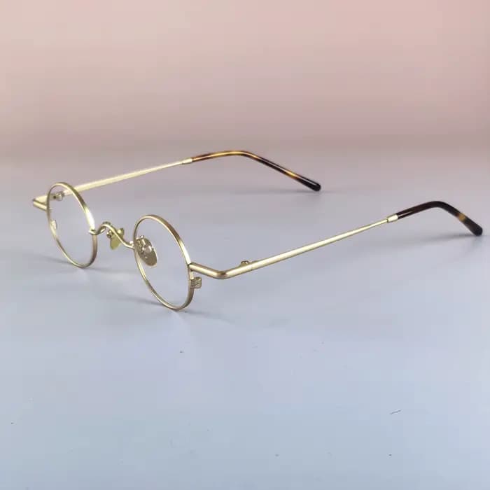 Lunettes rondes vintage en titane de 35mm, design japonais, légères avec verres clairs