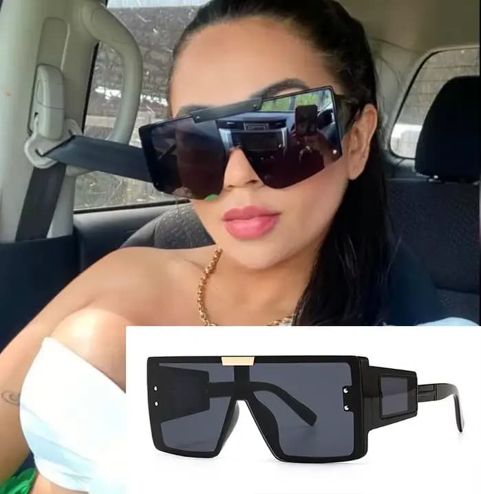 Lunettes de soleil carrées rétro pour femmes, faux styliste de luxe, Rectangle, grande monture, surd