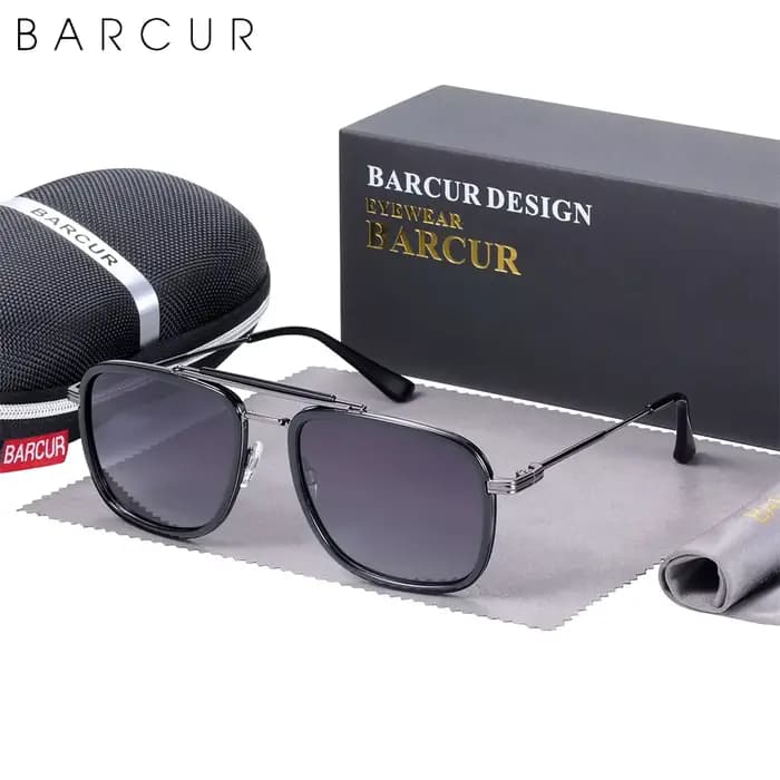 BARCUR-Lunettes de soleil carrées de luxe pour hommes et femmes, verres dégradés, polarisées, access