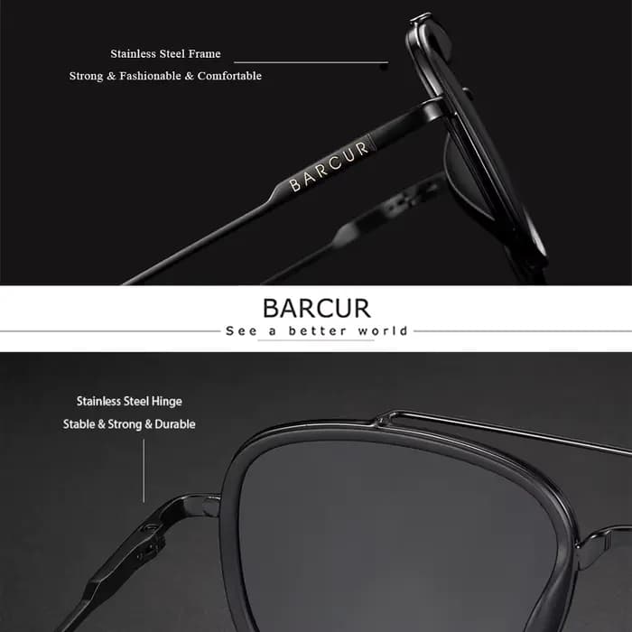 BARCUR-Lunettes de soleil carrées polarisées pour hommes et femmes, lunettes de soleil classiques, a