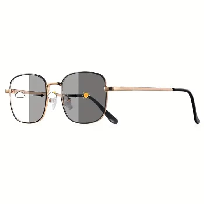 Lunettes photochromiques carrées pour hommes et femmes, monture en métal décontractée, adaptées à un