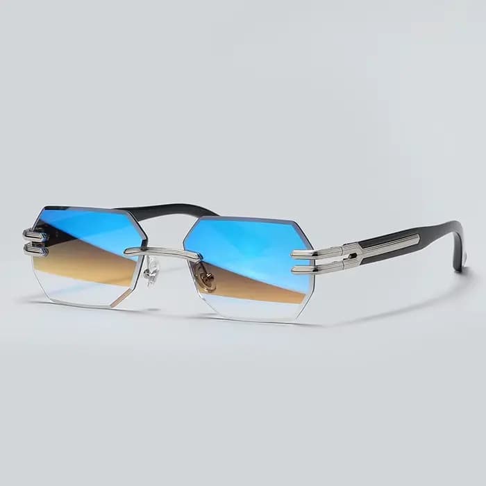 Lunettes de soleil métalliques sans monture à la mode pour hommes et femmes, verres de lunettes à re