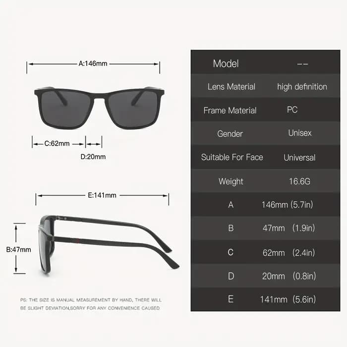 Lunettes de soleil polarisées carrées 2023, Anti-éblouissement, pour fête d'été, vacances, voyage, c