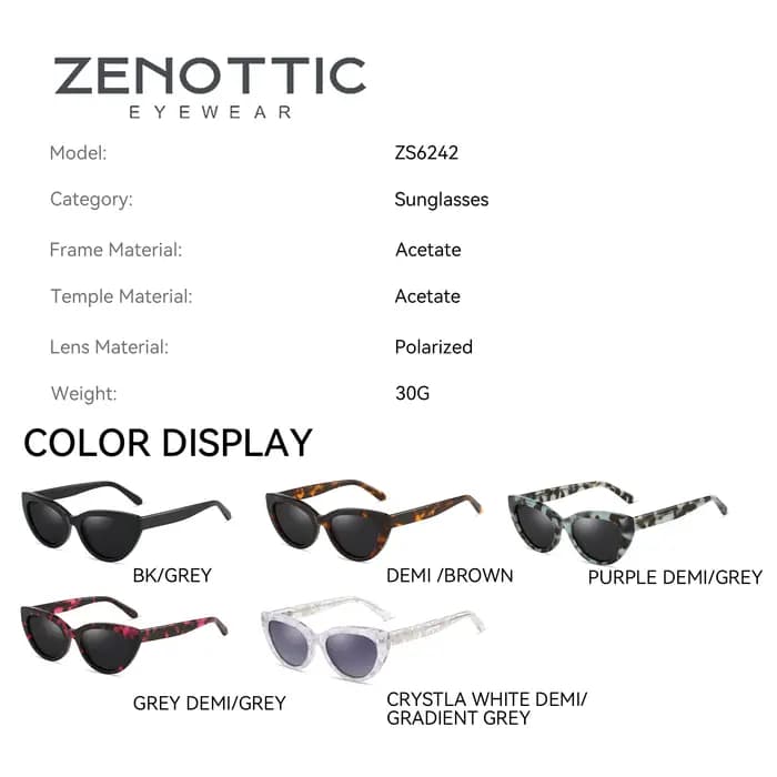 ZENOTTIC rétro œil de chat lunettes de soleil polarisées à la main en acétate UV400 Protection lunet