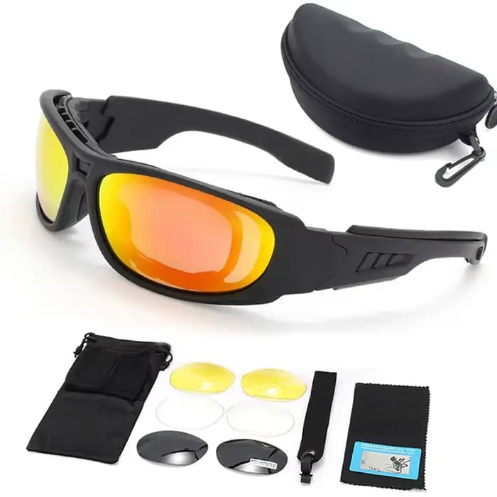 Lunettes polarisées tactiques CS pour moto, chasse, tir, airsoft, lunettes de protection avec kit de