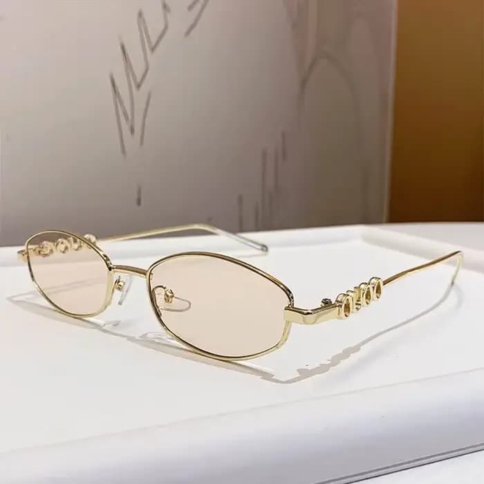 Lunettes de soleil polygonales ovales tendance pour femmes, design de marque de luxe, monture en all
