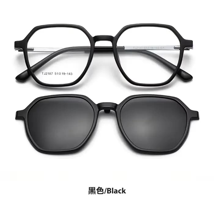 Lunettes de soleil polarisées carrées polygonales pour myopie, Clip magnétique sur lunettes de lectu