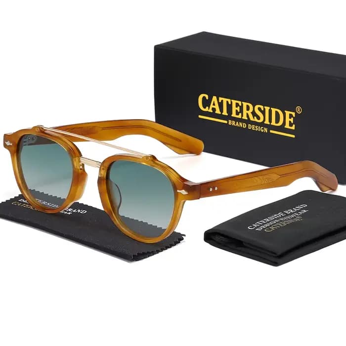 CATERSIDE Nouvelles lunettes de soleil polarisées pour homme, monture en acétate, design à double po