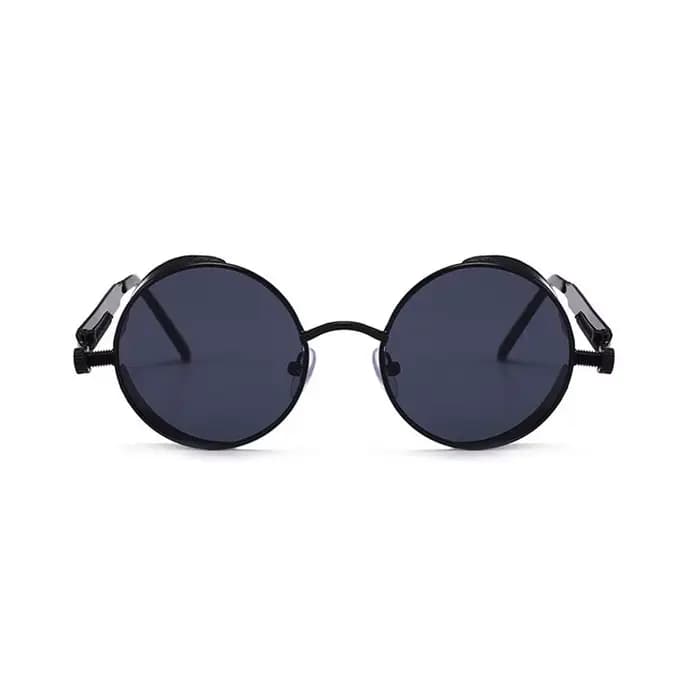 VIVIBEE Lunettes de soleil vintage steampunk rouges pour hommes, lunettes rondes punk en alliage mét