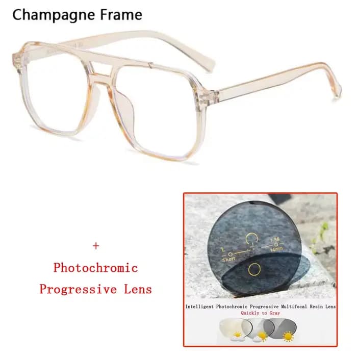 Lunettes de soleil de lecture photochromiques multifocales progressives à rivets à Double pont pour