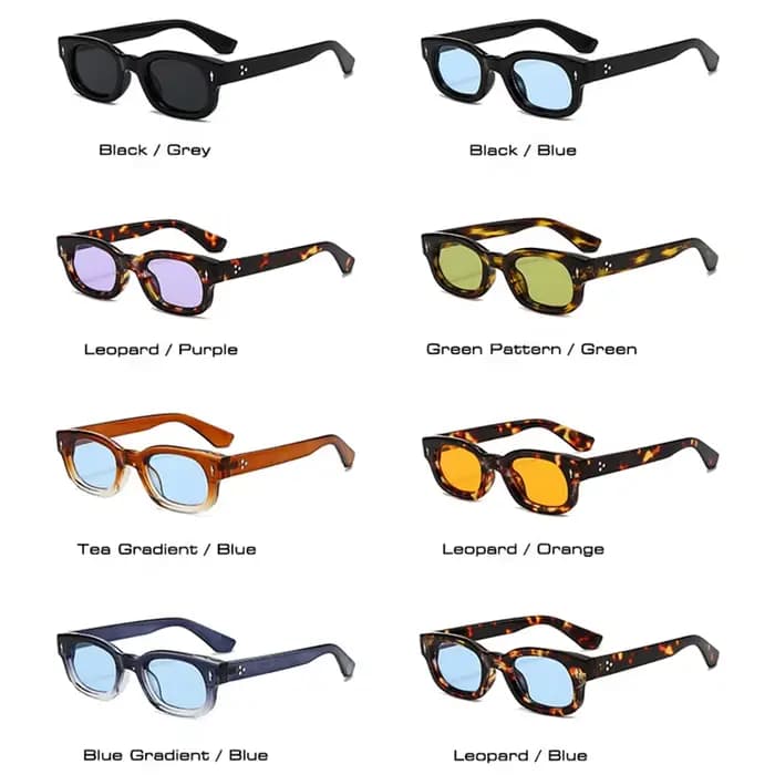 SO & EI rétro petit carré couleur bonbon lunettes de soleil femmes mode tendance Rivets hommes léopa