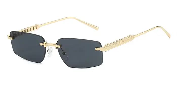 Marque sans monture carré lunettes de soleil femmes 2025 Sexy à la mode marque de luxe cadre en méta