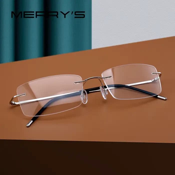 MERRYS DESIGN hommes alliage de titane sans monture lunettes cadre mâle carré ultraléger homme sans