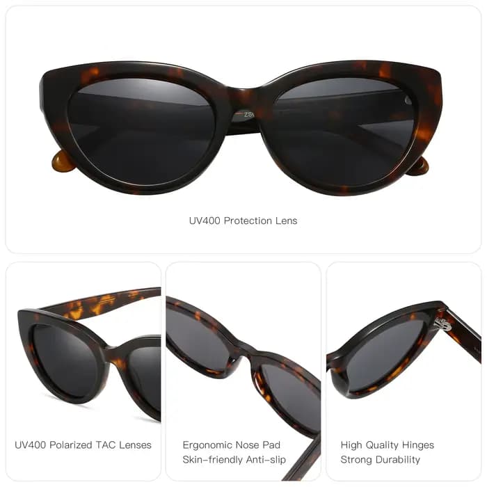 ZENOTTIC mode oeil de chat lunettes de soleil polarisées à la main acétate UV400 Protection lunettes