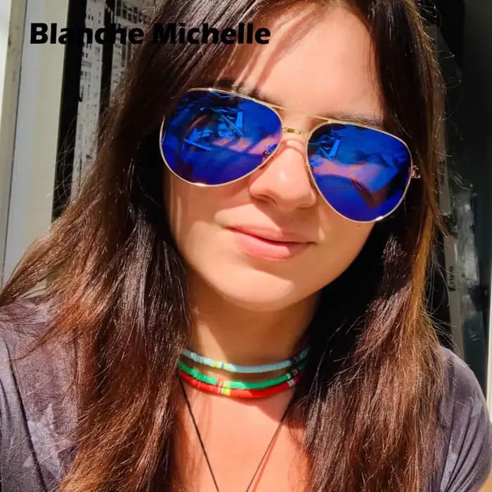 Okulary-Lunettes de soleil polarisées UV400 pour femmes, lunettes de soleil pilote, miroir vintage,