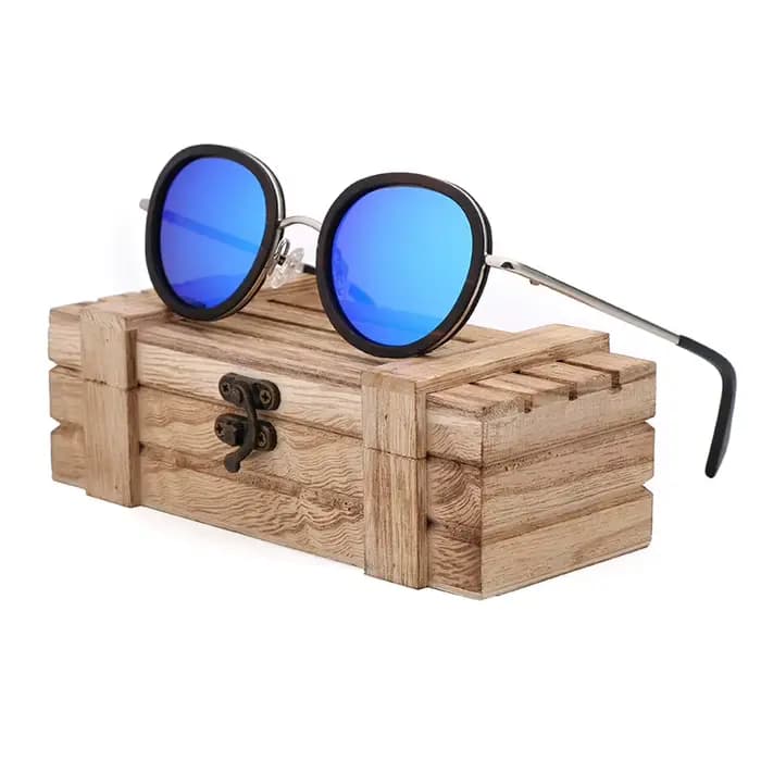 Lunettes de soleil à couche Sandwich en bois d'ébène, monture argentée polarisée UV400, Vintage pour
