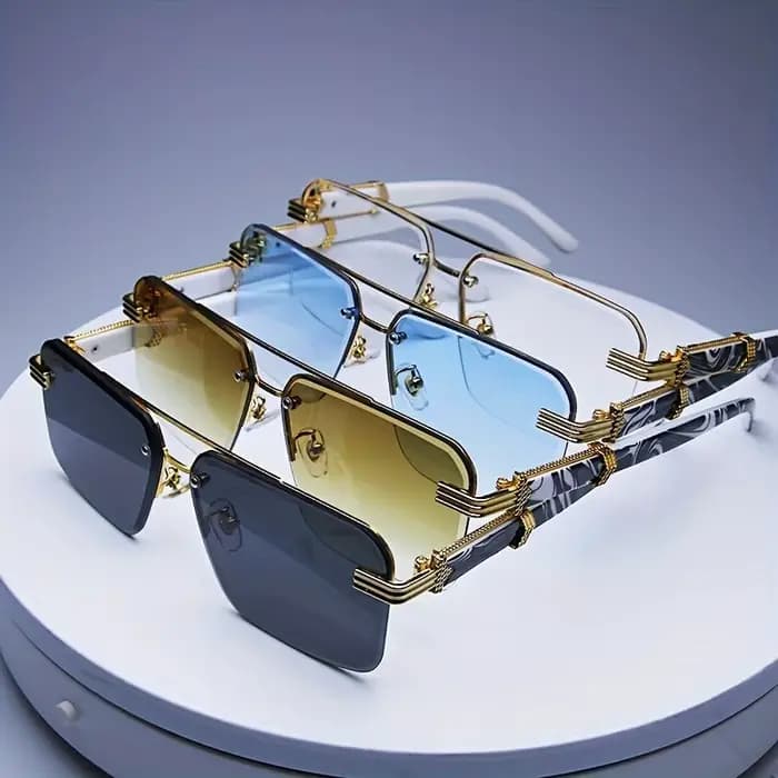 Lunettes de soleil sans bords pour hommes et femmes, à la mode, sans cadre, classiques, petits carré