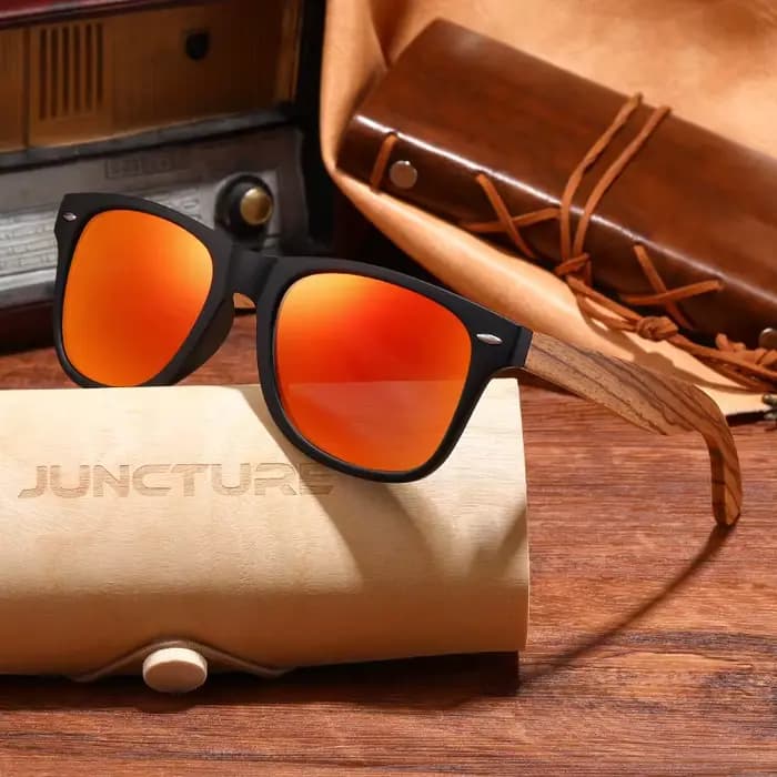 JUNCTURE mode bambou bois Vintage carré lunettes de soleil hommes femmes marque de luxe concepteur l