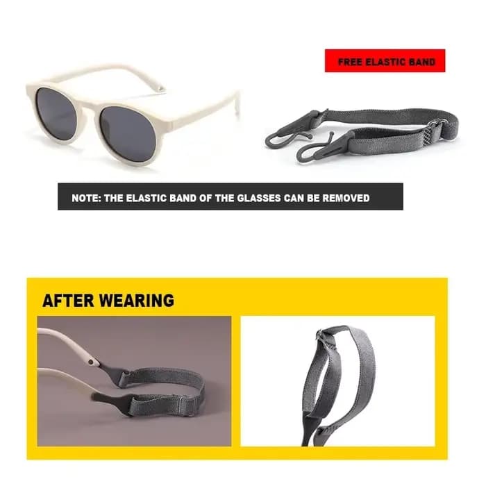 Premières lunettes de soleil à la mode pour bébé avec sangle ronde flexible UV400 lunettes de soleil