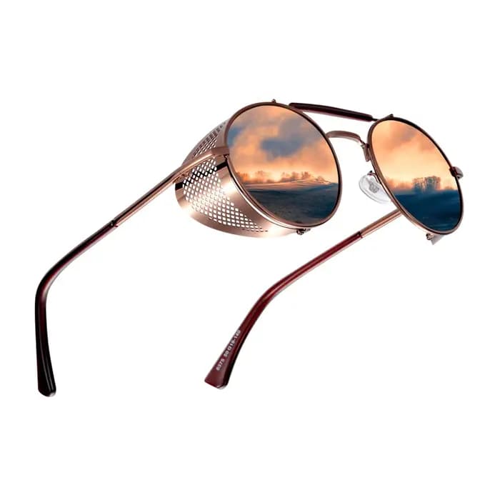 BARCUR lunettes de soleil rondes polarisées Steampunk hommes lunettes de soleil rétro pour femmes St