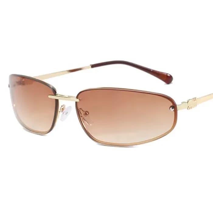 Lunettes de soleil ovales sans cadre Y2K de luxe, Design de marque, style haut de gamme, Punk, pour