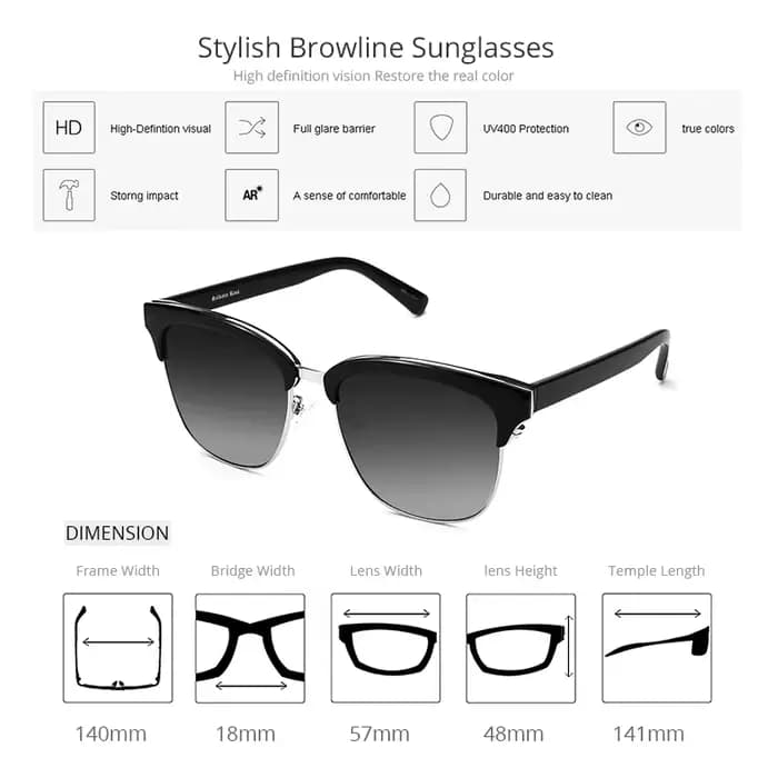 ZENOTTIC – lunettes de soleil polarisées pour hommes et femmes, Design de marque, demi-monture, Vint