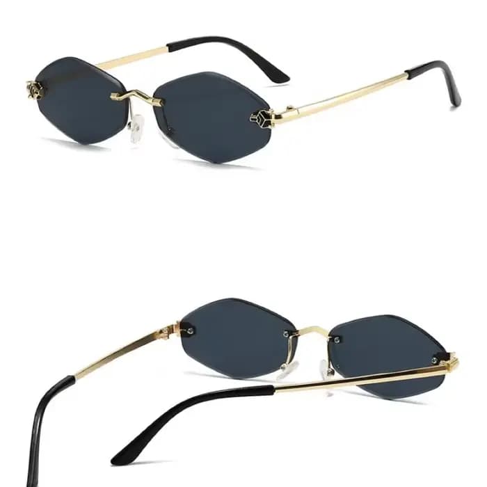Lunettes de soleil à bord coupé sans cadre, personnalisées en forme de diamant, léopard, résistantes