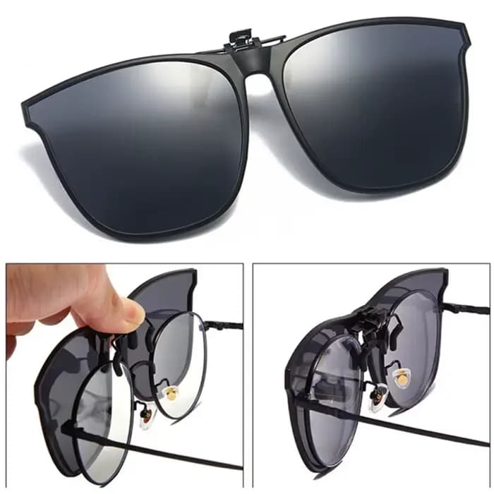 Lunettes de soleil polarisées à Clip pour hommes, pour conducteur de voiture, Vision nocturne, Anti-