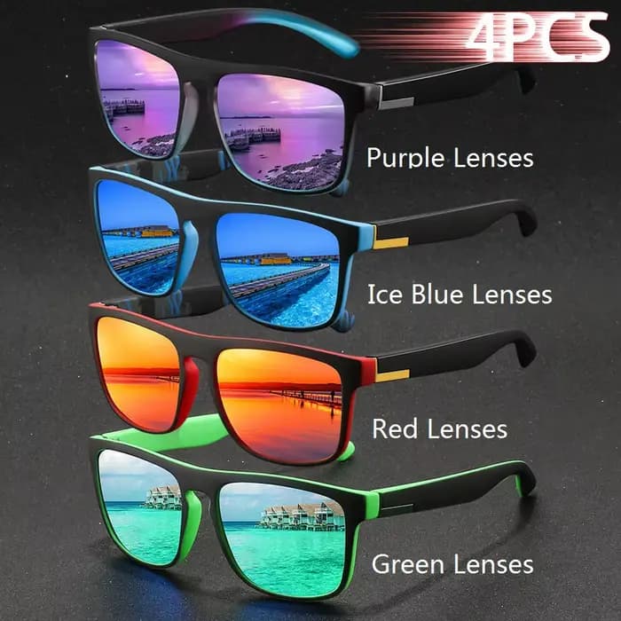 4 paires de lunettes de soleil sport vintage classiques à rayures, pour hommes et femmes, de marque,