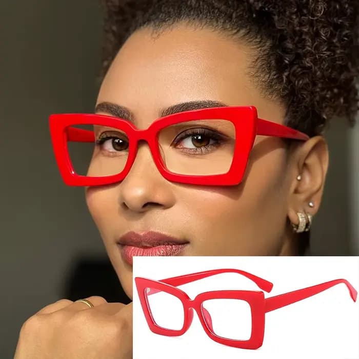 Lunettes de Lecture Œil de Chat Rouges pour Femme, Accessoire de Marque de Luxe, Tendance, Carré, An
