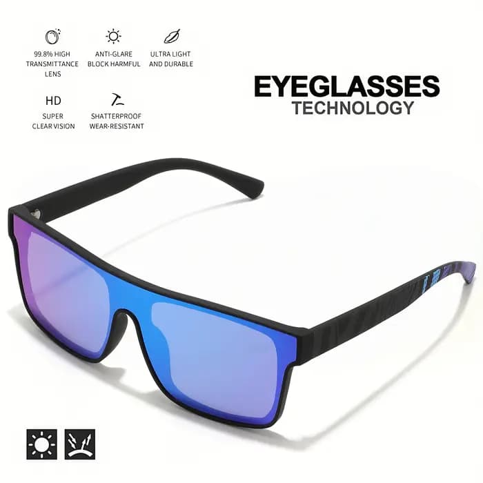 Lunettes de soleil de sport carrées classiques à la mode – Temples à motifs, unisexe pour le cyclism