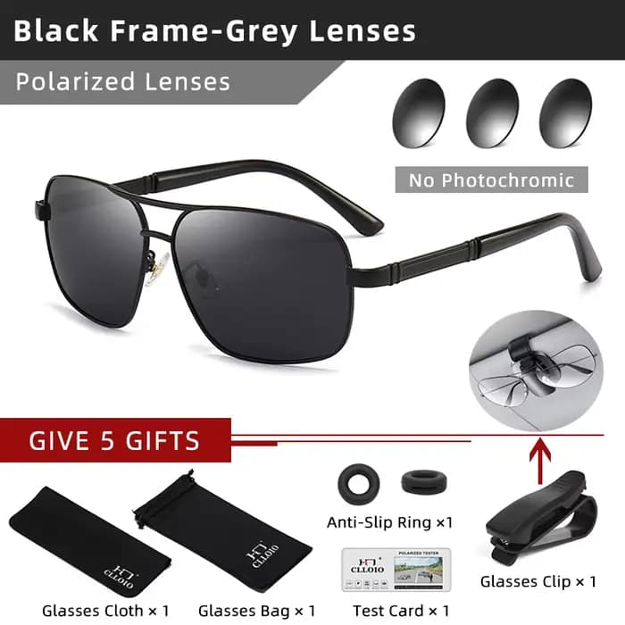 CLLOIO-Lunettes de soleil photochromiques classiques pour hommes et femmes, verres polarisés, pour l