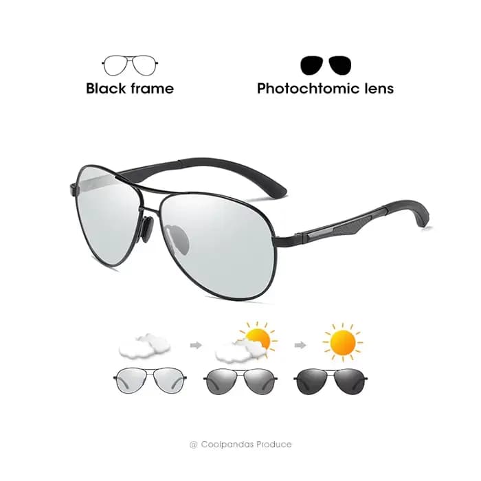 Lunettes de soleil photochromiques pilote de conception de marque classique hommes lunettes de solei