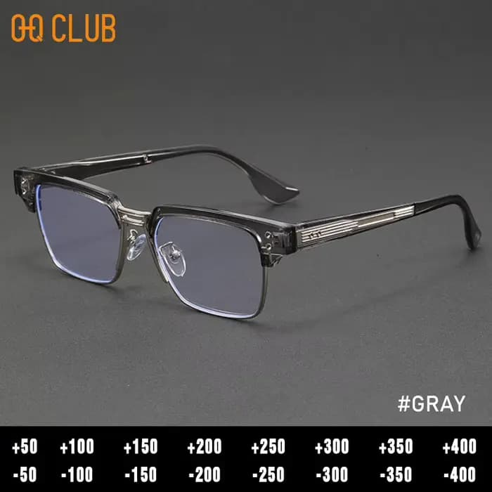 O-Q CLUB Lunettes de lecture vintage semi-cerclées pour hommes et femmes, monture rétro anti-lumière