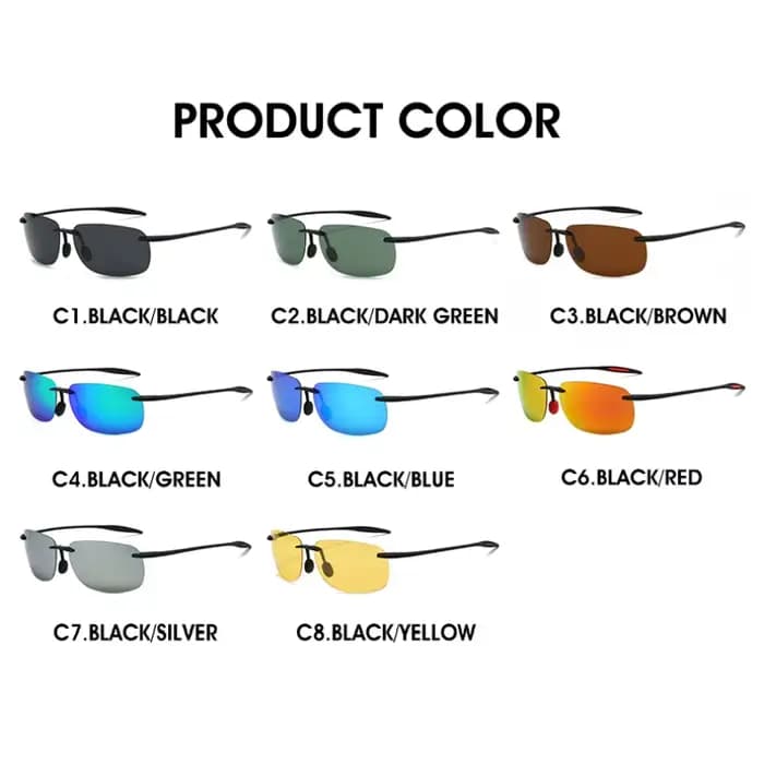 Nouvelles lunettes de soleil polarisées colorées ultra-légères sans cadre pour hommes et femmes maté