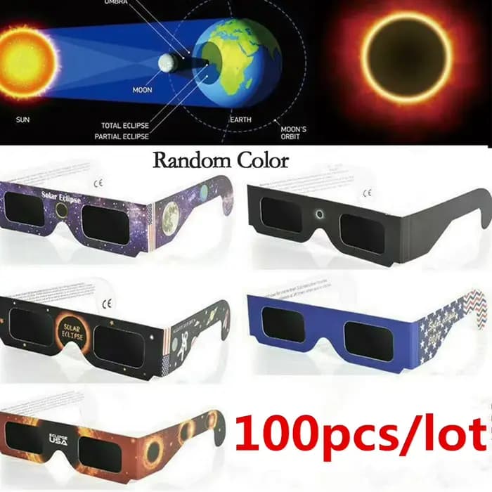 Lunettes éclipse solaire, 100 pièces/lot, papier 3D sûr, lunettes solaires Lentes Vr, lunettes de vi