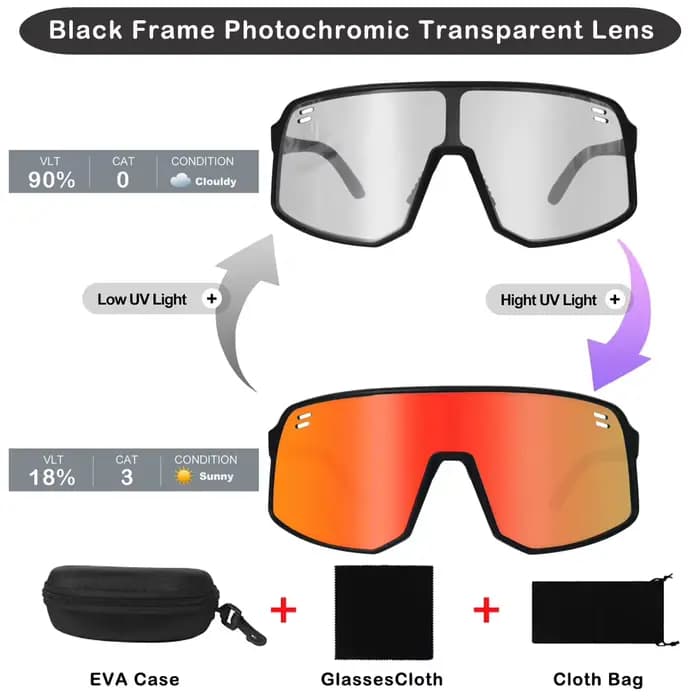 BOLLFO lunettes de soleil polarisées pour femmes et hommes coloré photochromique cyclisme équitation