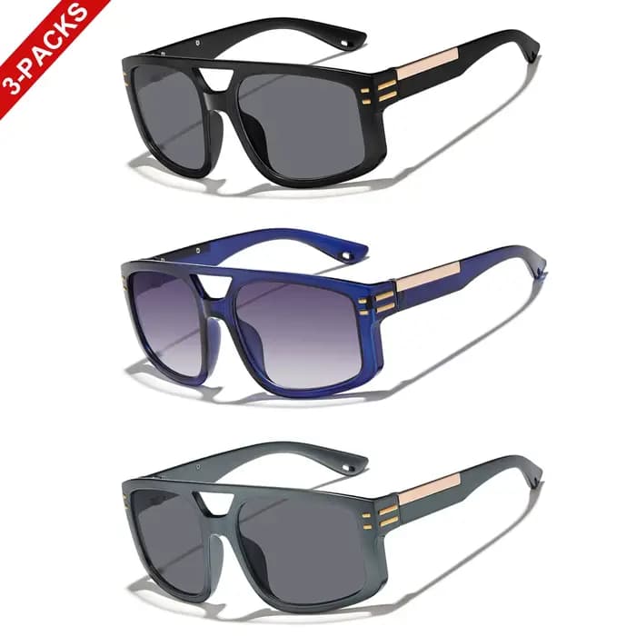 3 paires de lunettes de soleil tendance pour hommes et femmes, lunettes vintage à monture carrée de