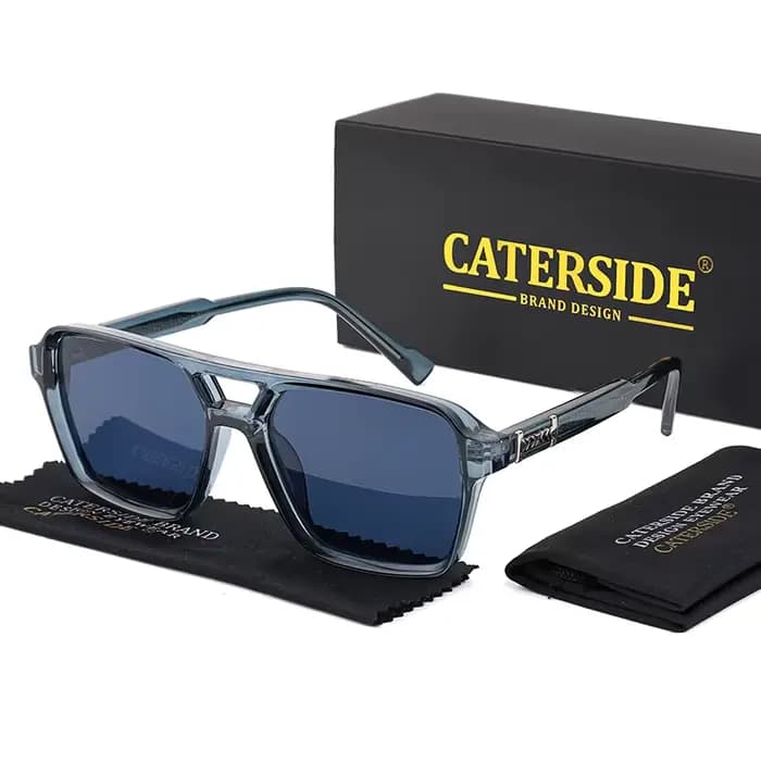 Lunettes de soleil rétro punk CATERSIDE pour hommes, monture carrée, dessus plat, double pont, lunet