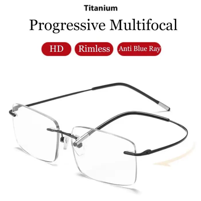 Lunettes de lecture multifocales progressives en titane, sans bords, zoom intelligent pour hommes et