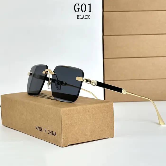 Lunettes de soleil carrées sans monture pour hommes et femmes, lunettes de soleil carrées vintage, l