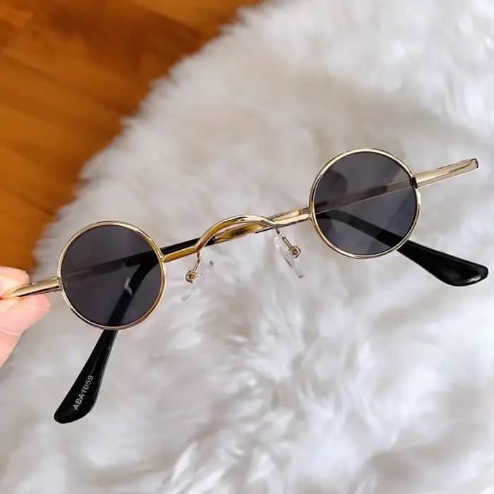 Petites lunettes de soleil rondes à monture ultra en métal, lunettes punk, mini lunettes de soleil r