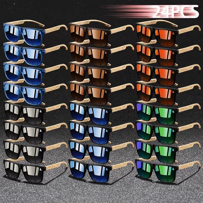 24 paires de lunettes de soleil carrées classiques pour hommes et femmes, pour la conduite, la pêche