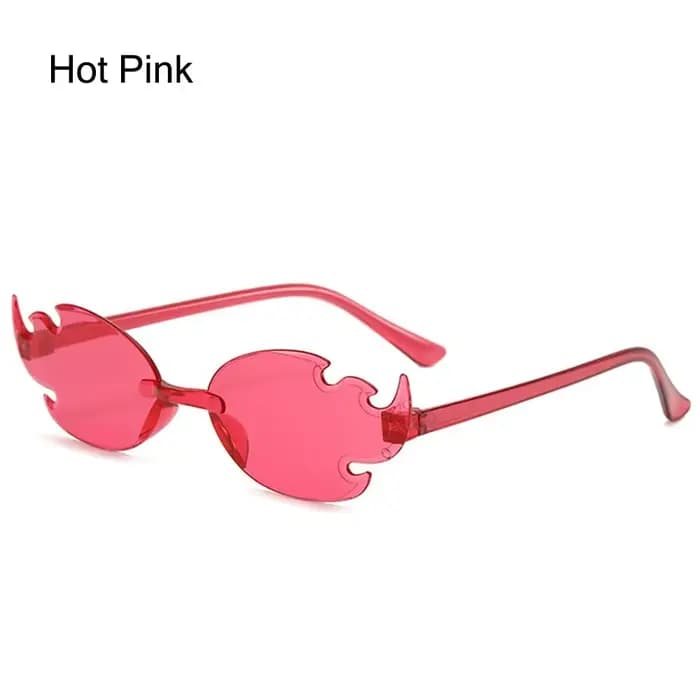 Lunettes de soleil à flamme de feu sans bords, colorées, pour fête, Cosplay, en forme de flamme, pou